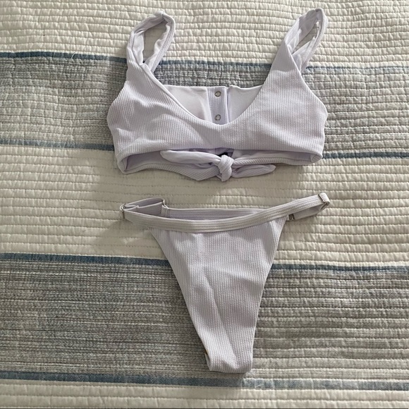 White Ribbed Bikini - Picture 2 of 2